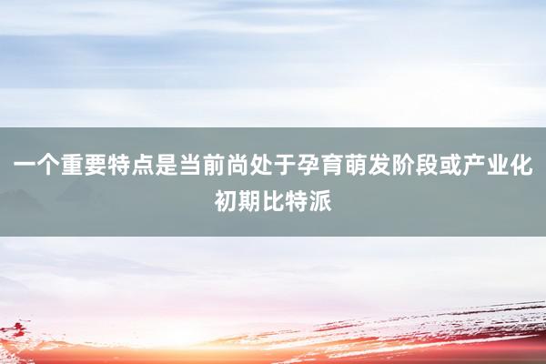 一个重要特点是当前尚处于孕育萌发阶段或产业化初期比特派