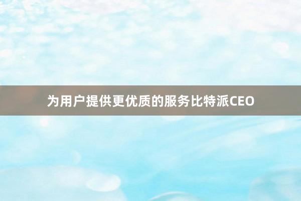 为用户提供更优质的服务比特派CEO