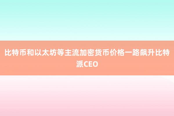 比特币和以太坊等主流加密货币价格一路飙升比特派CEO