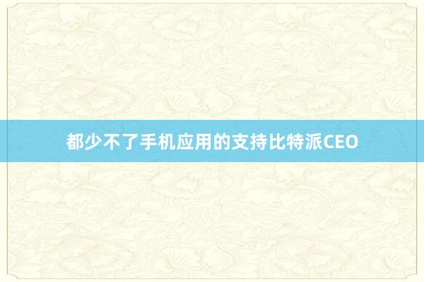 都少不了手机应用的支持比特派CEO