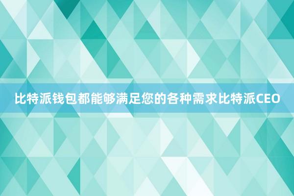 比特派钱包都能够满足您的各种需求比特派CEO